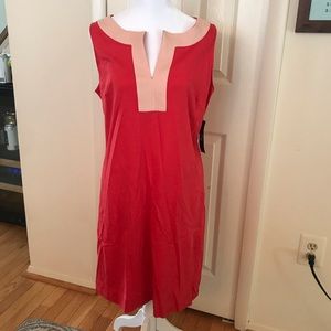 New York & Co Red split-neck shift dress, medium